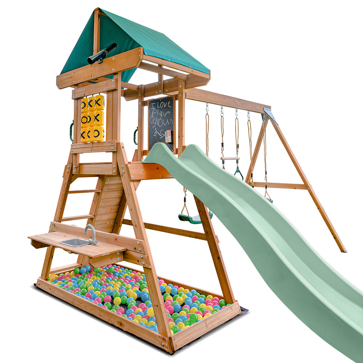Lifespan Kids Birmingham Swing Set &amp; Play Centre with 2.2m Slide (Pastel Green)-Baby &amp; Kids > Baby &amp; Kid&
