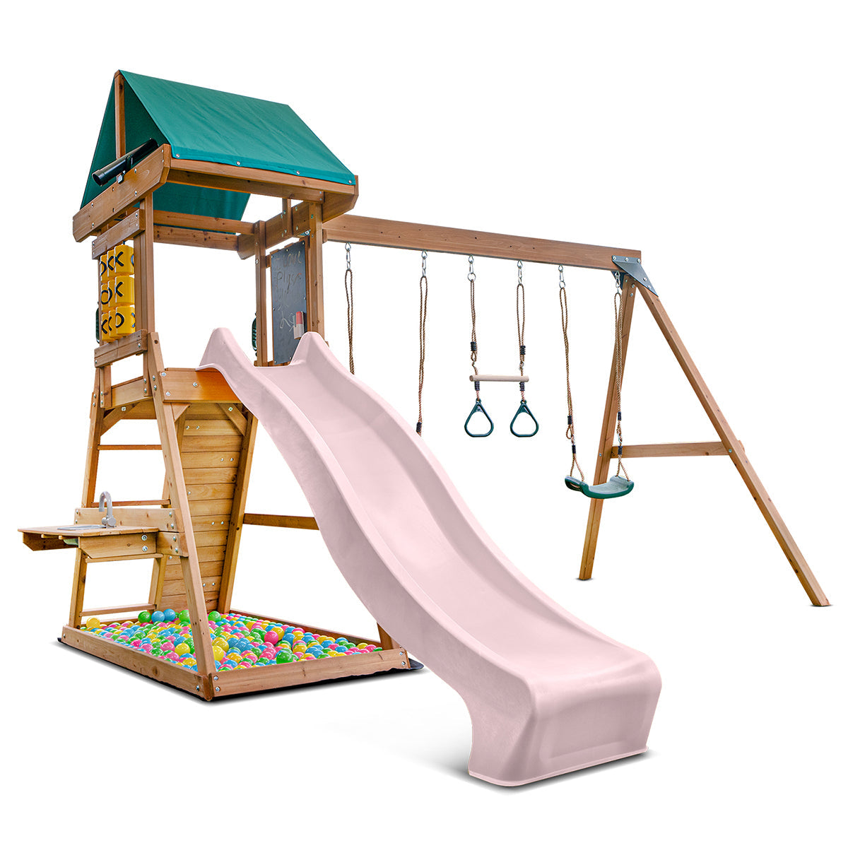 Lifespan Kids Birmingham Swing Set &amp; Play Centre with 2.2m Slide (Pastel Pink)-Baby &amp; Kids > Baby &amp; Kid&