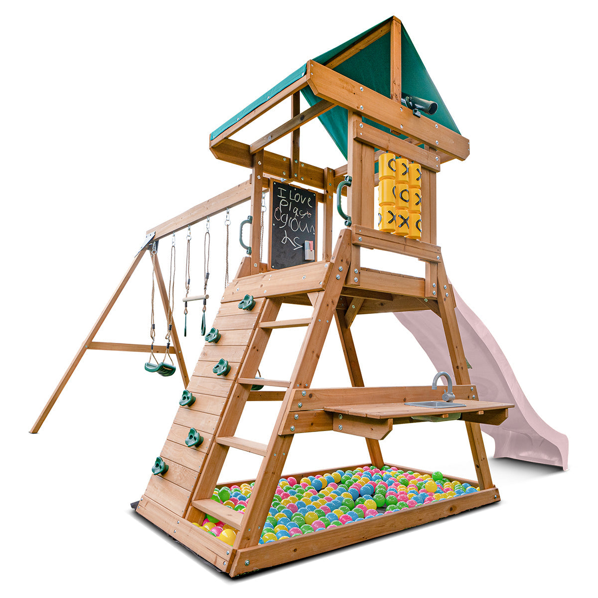 Lifespan Kids Birmingham Swing Set &amp; Play Centre with 2.2m Slide (Pastel Pink)-Baby &amp; Kids > Baby &amp; Kid&