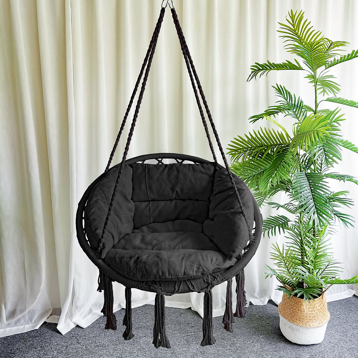 Lifespan Kids Hammock Hanging Swing Chair with Cushions in Black-Baby &amp; Kids > Baby &amp; Kid&