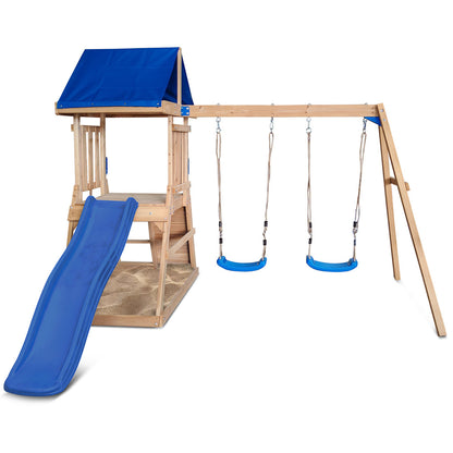 Lifespan Kids Hazelbrook Swing Set &amp; Playground with 1.8m Slide (Blue)-Baby &amp; Kids > Baby &amp; Kid&