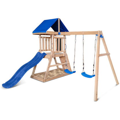 Lifespan Kids Hazelbrook Swing Set &amp; Playground with 1.8m Slide (Blue)-Baby &amp; Kids > Baby &amp; Kid&