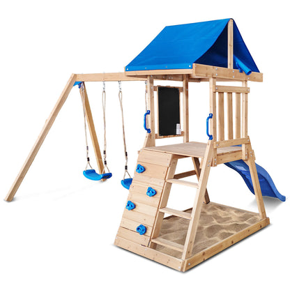 Lifespan Kids Hazelbrook Swing Set &amp; Playground with 1.8m Slide (Blue)-Baby &amp; Kids > Baby &amp; Kid&