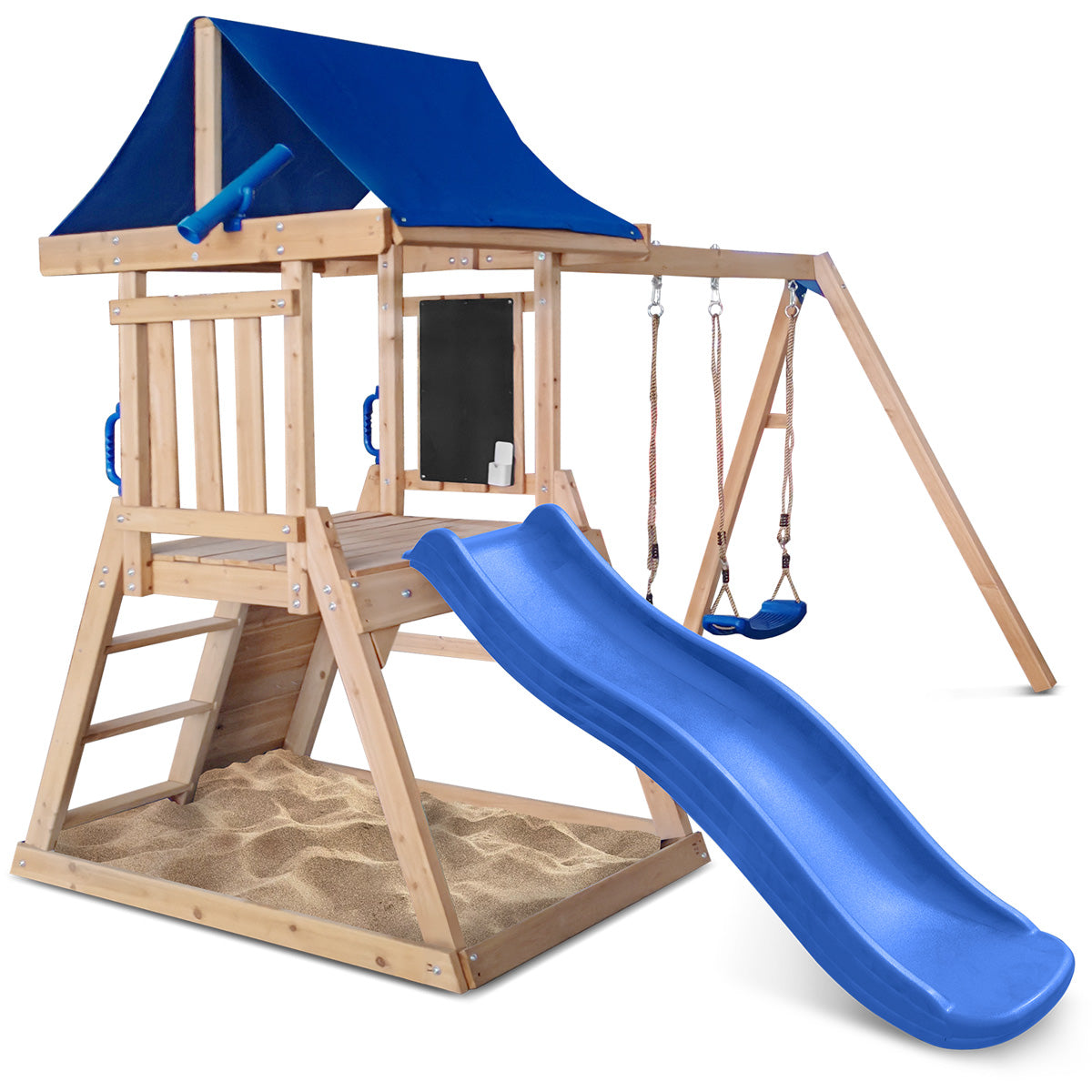 Lifespan Kids Hazelbrook Swing Set &amp; Playground with 1.8m Slide (Blue)-Baby &amp; Kids > Baby &amp; Kid&