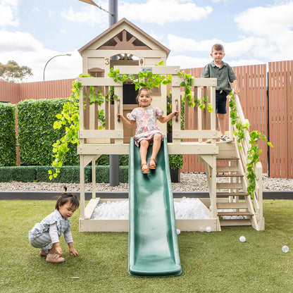 Lifespan Kids Silverton Cubby House with 1.8m Slide (Green)-Baby &amp; Kids > Baby &amp; Kid&