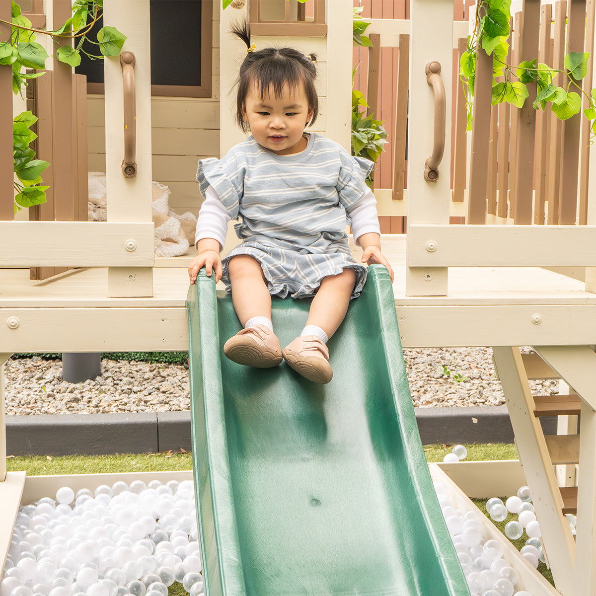 Lifespan Kids Silverton Cubby House with 1.8m Slide (Green)-Baby &amp; Kids > Baby &amp; Kid&