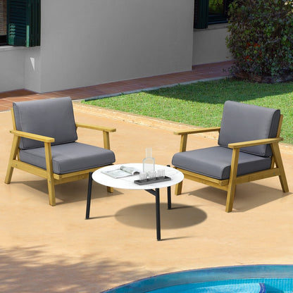 Livsip 2 Seater Outdoor Lounge Set 70cm White Coffee Side Table-Outdoor Patio Set-PEROZ Accessories