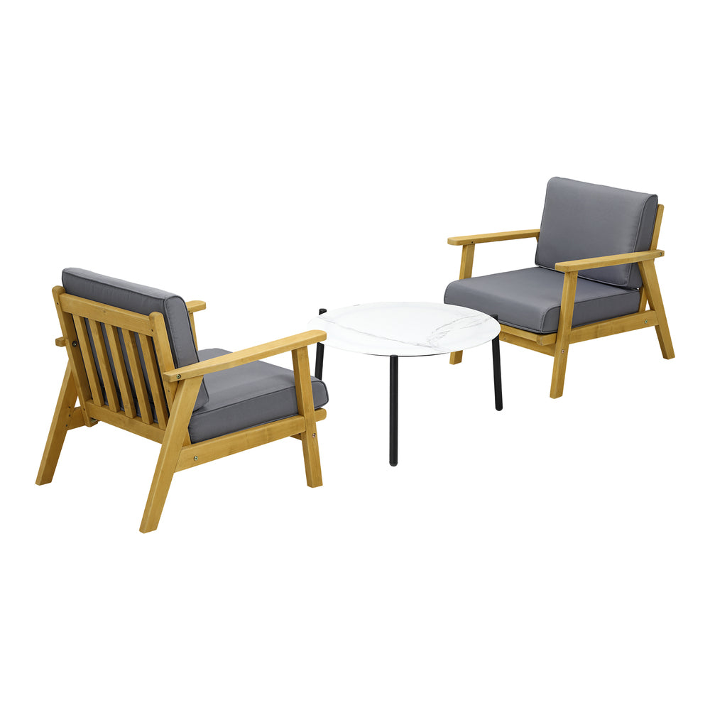 Livsip 2 Seater Outdoor Lounge Set 70cm White Coffee Side Table-Outdoor Patio Set-PEROZ Accessories