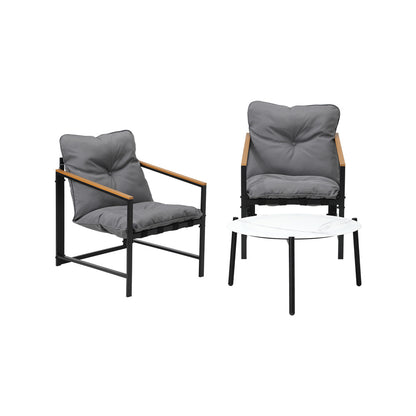 Livsip 2 Seater Outdoor Patio Set 70CM Round White Marble Table-Outdoor Patio Set-PEROZ Accessories