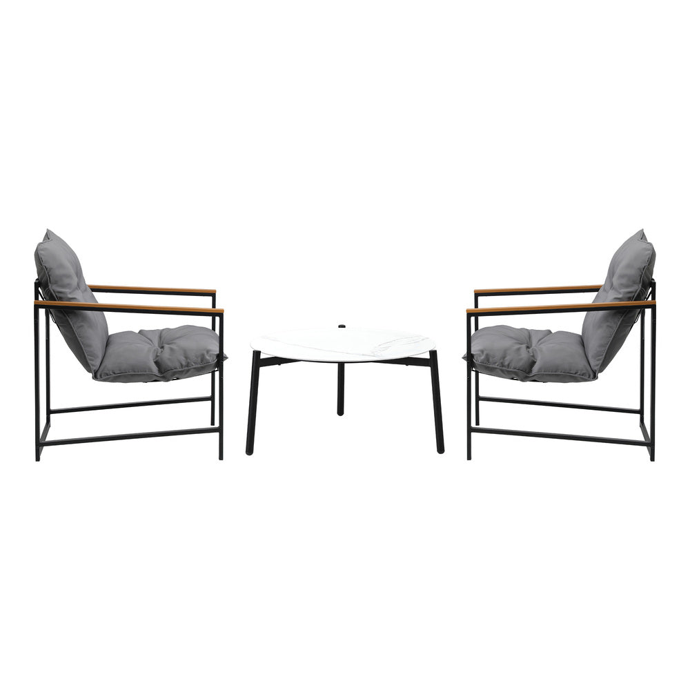 Livsip 2 Seater Outdoor Patio Set 70CM Round White Marble Table-Outdoor Patio Set-PEROZ Accessories