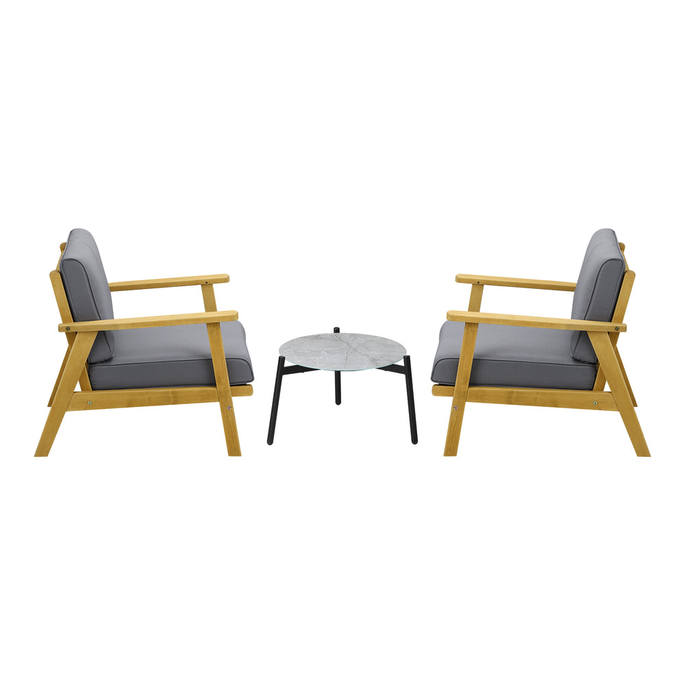 Livsip 2 Seater Outdoor Patio Sets 50cm Grey Coffee Side Table-Outdoor Patio Set-PEROZ Accessories