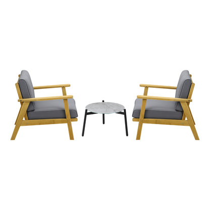 Livsip 2 Seater Outdoor Patio Sets 50cm Grey Coffee Side Table-Outdoor Patio Set-PEROZ Accessories