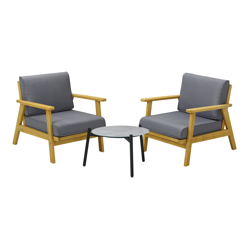 Livsip 2 Seater Outdoor Patio Sets 50cm Grey Coffee Side Table-Outdoor Patio Set-PEROZ Accessories