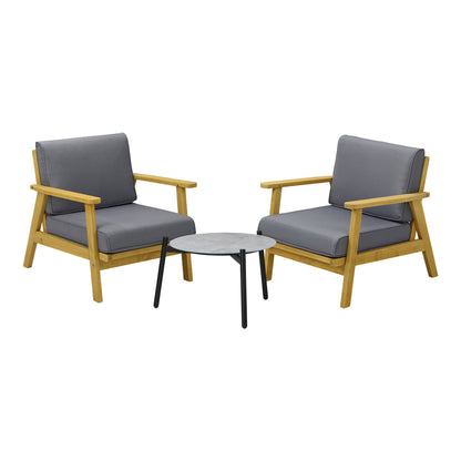 Livsip 2 Seater Outdoor Patio Sets 50cm Grey Coffee Side Table-Outdoor Patio Set-PEROZ Accessories