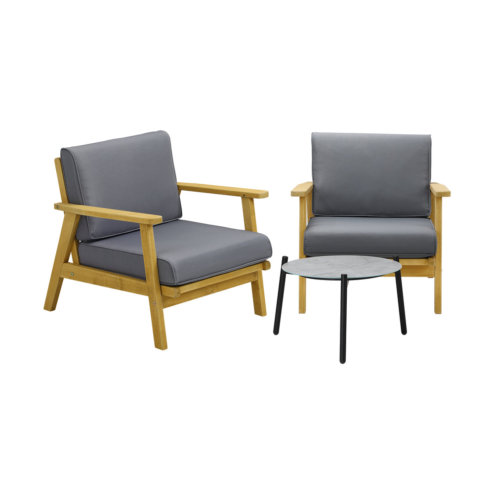 Livsip 2 Seater Outdoor Patio Sets 50cm Grey Coffee Side Table-Outdoor Patio Set-PEROZ Accessories