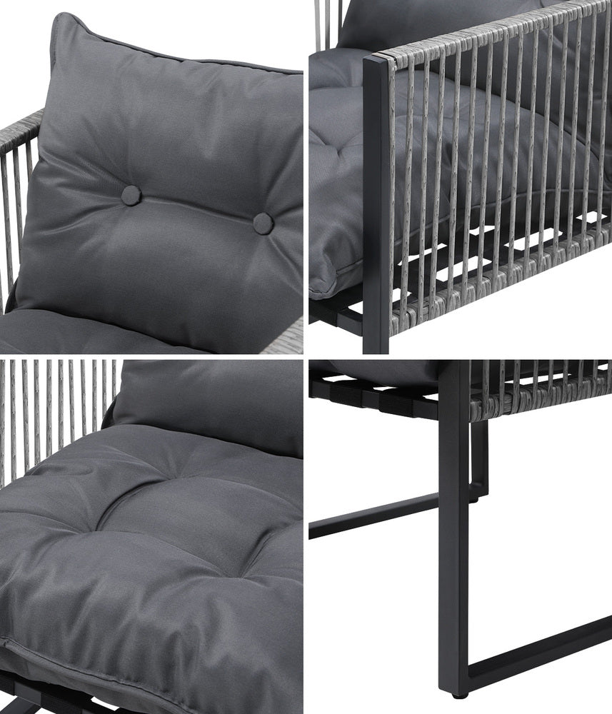 Livsip 2PCS Outdoor Patio Chairs Garden Sofa Set PE Wicker Grey-Outdoor Patio Set-PEROZ Accessories