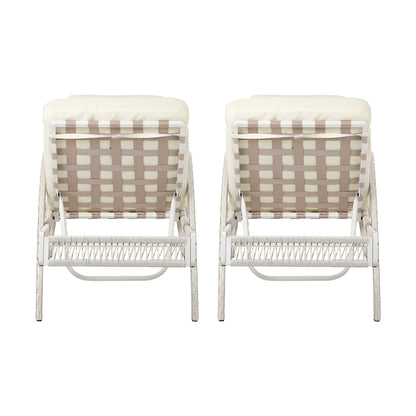 Livsip 2PCS Outdoor Sun Lounge Wicker Bed Patio Furniture Beige-Sun Lounge-PEROZ Accessories