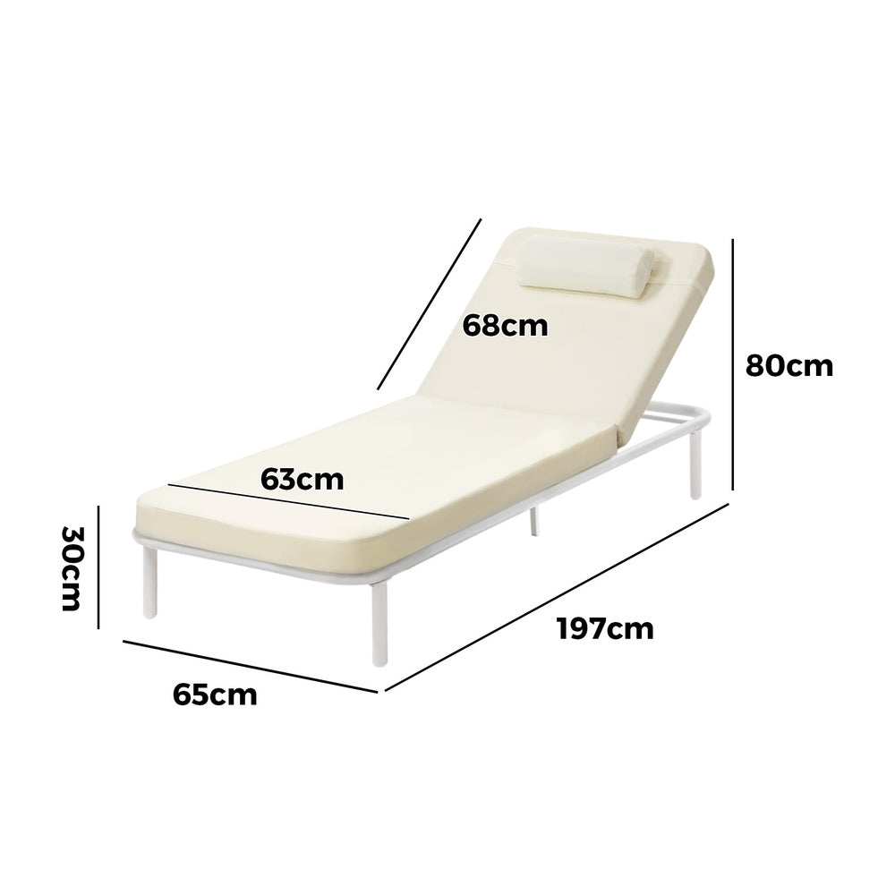 Livsip 2PCS Sun Lounge Outdoor Patio Furniture Setting Beige-Sun Lounge-PEROZ Accessories