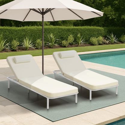 Livsip 2PCS Sun Lounge Outdoor Patio Furniture Setting Beige-Sun Lounge-PEROZ Accessories