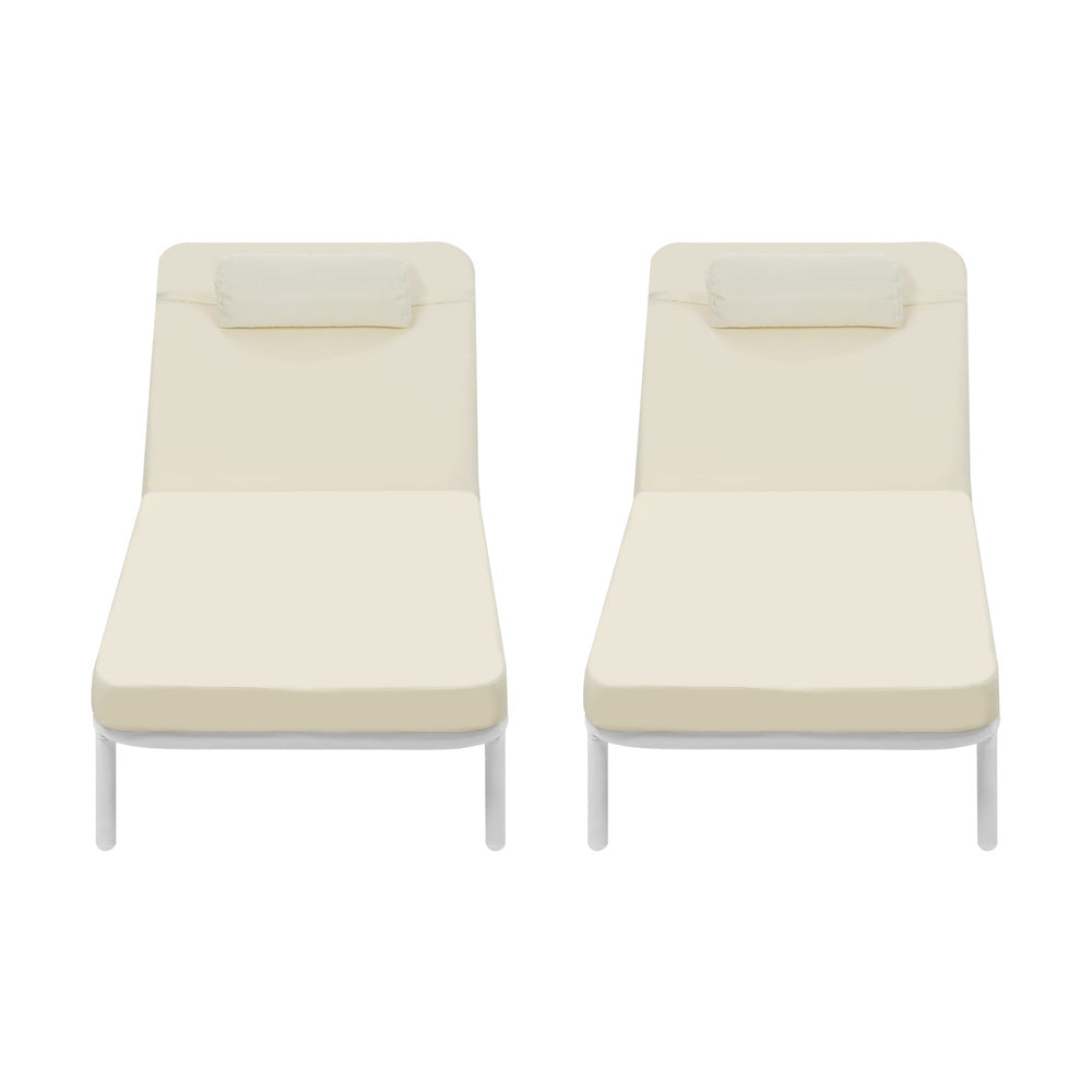 Livsip 2PCS Sun Lounge Outdoor Patio Furniture Setting Beige-Sun Lounge-PEROZ Accessories