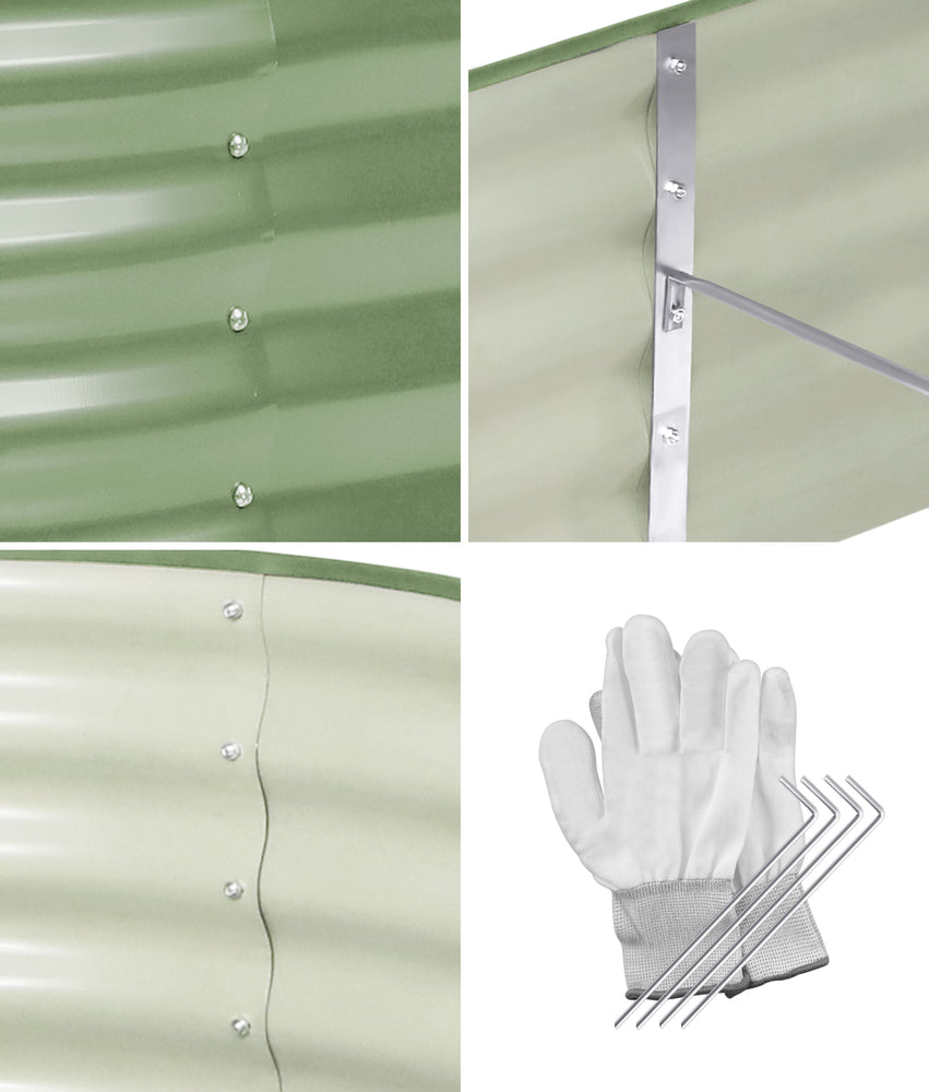 Livsip 2x Garden Bed 240x80x42cm Planter Box Raised Container Galvanised Green-Garden Bed-PEROZ Accessories