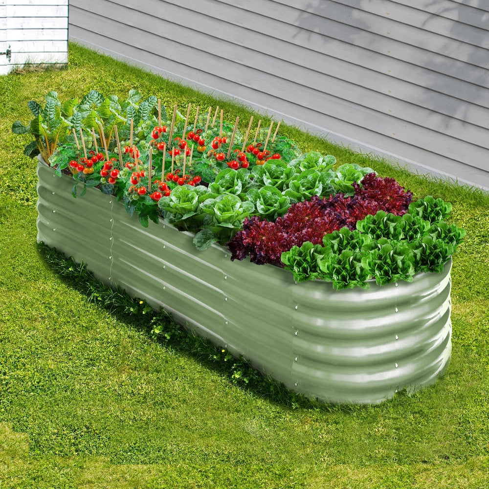 Livsip 2x Garden Bed 240x80x42cm Planter Box Raised Container Galvanised Green-Garden Bed-PEROZ Accessories