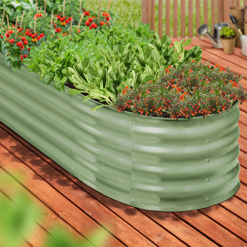 Livsip 2x Garden Bed 240x80x42cm Planter Box Raised Container Galvanised Green-Garden Bed-PEROZ Accessories