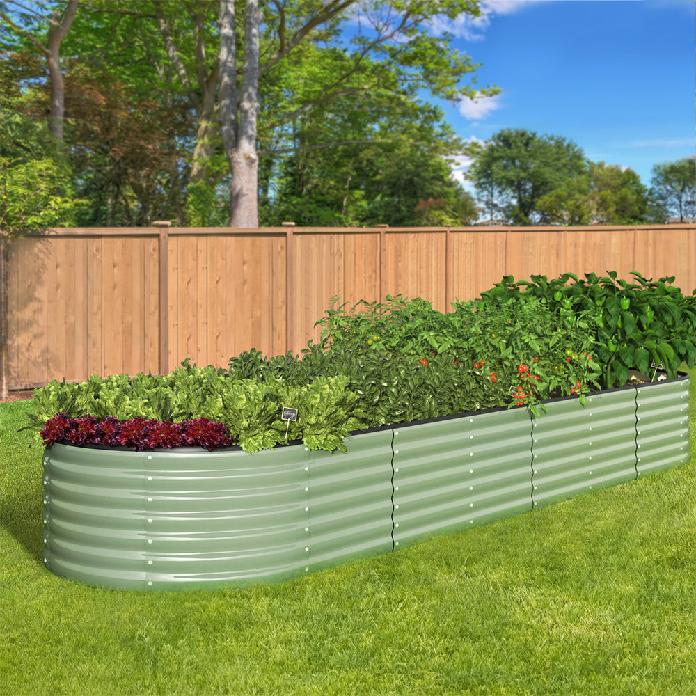 Livsip 2x Garden Bed 320x80x56cm Planter Box Raised Container Galvanised Green-Garden Bed-PEROZ Accessories