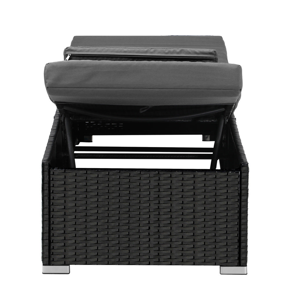 Livsip 2x Sun Lounge Wicker Lounger with Adjustable Backrest-Sun Lounge-PEROZ Accessories