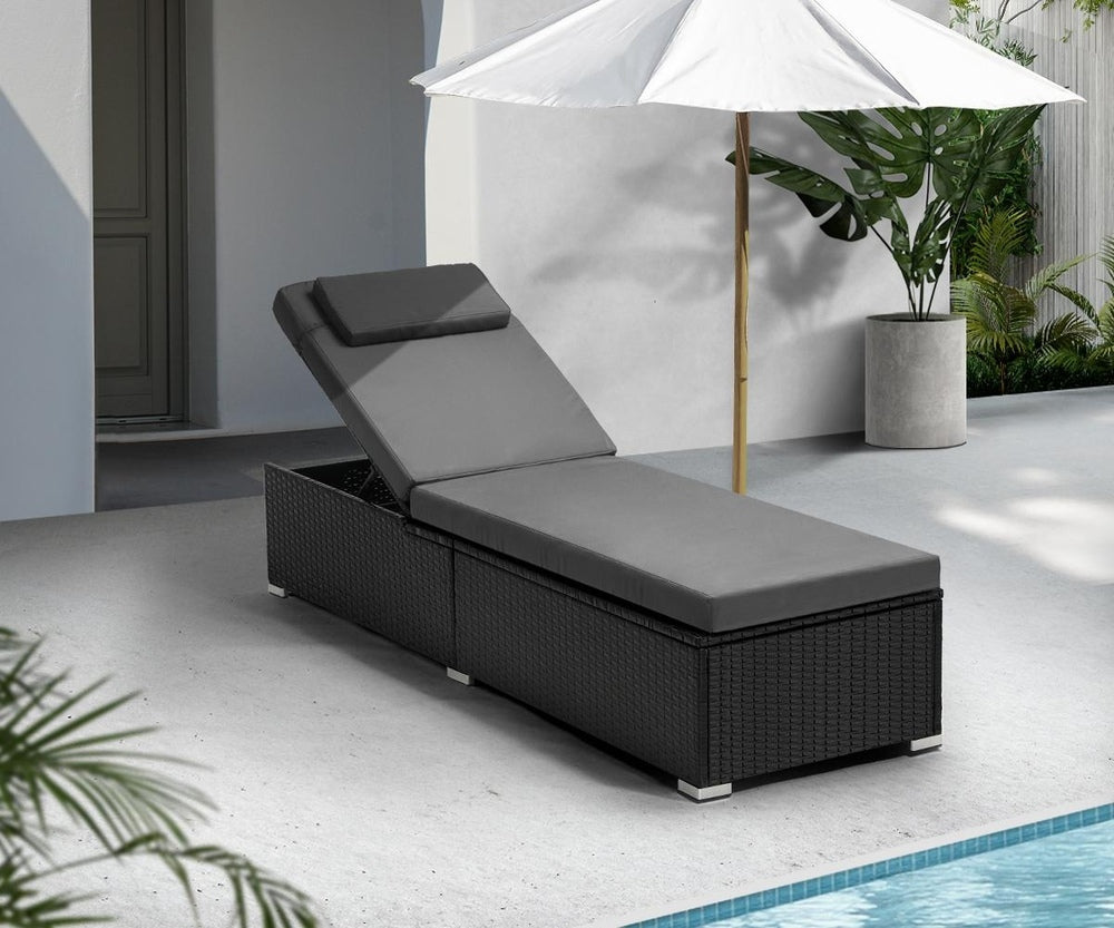 Livsip 2x Sun Lounge Wicker Lounger with Adjustable Backrest-Sun Lounge-PEROZ Accessories