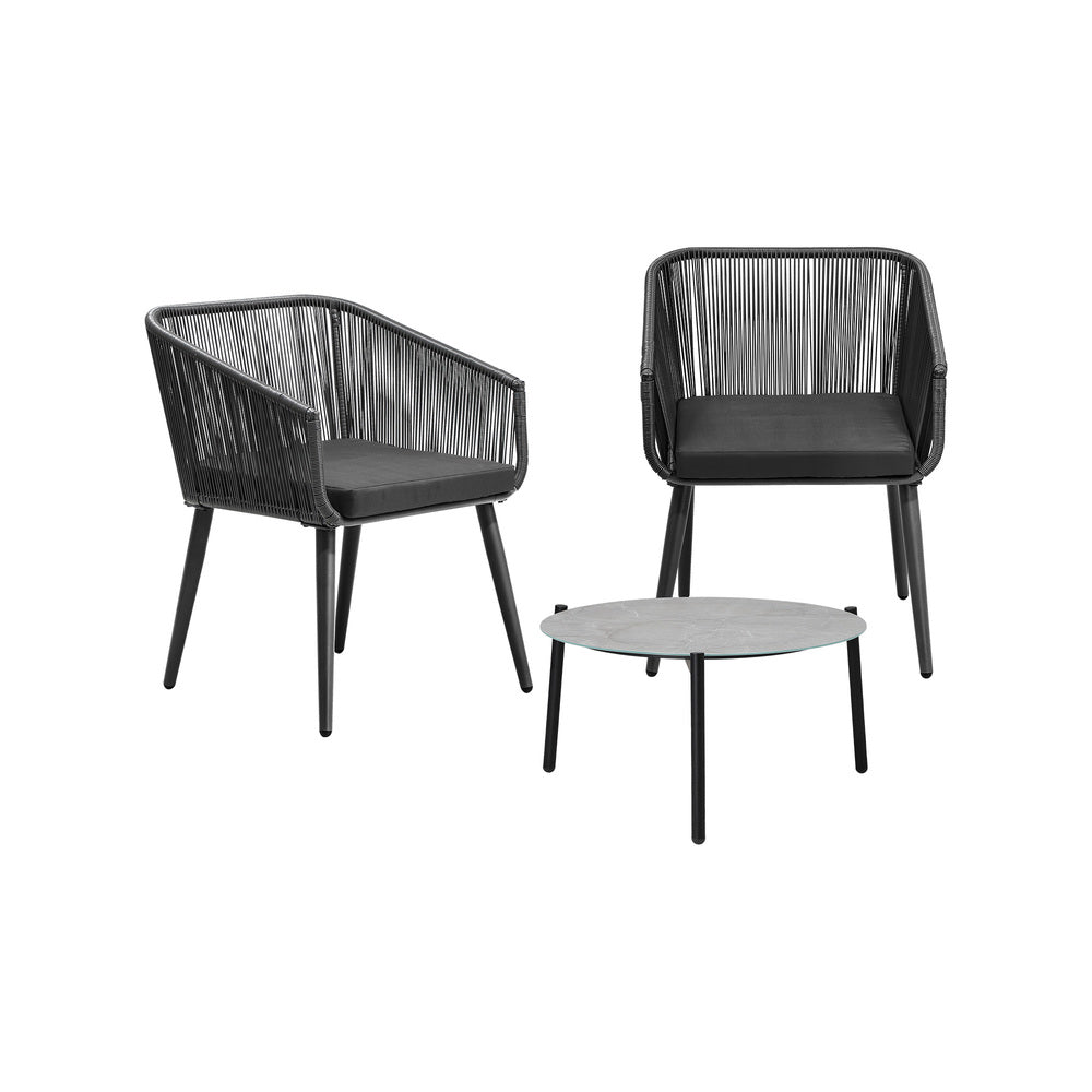 Livsip 3 Piece Outdoor Lounge Set Polyester rope detailing-Outdoor Patio Set-PEROZ Accessories