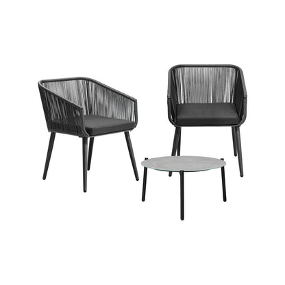 Livsip 3 Piece Outdoor Lounge Set Polyester rope detailing-Outdoor Patio Set-PEROZ Accessories