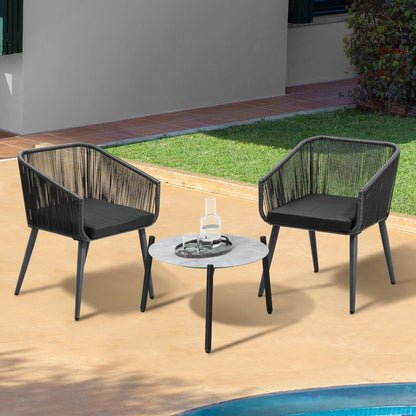 Livsip 3 Piece Outdoor Lounge Set Polyester rope detailing-Outdoor Patio Set-PEROZ Accessories