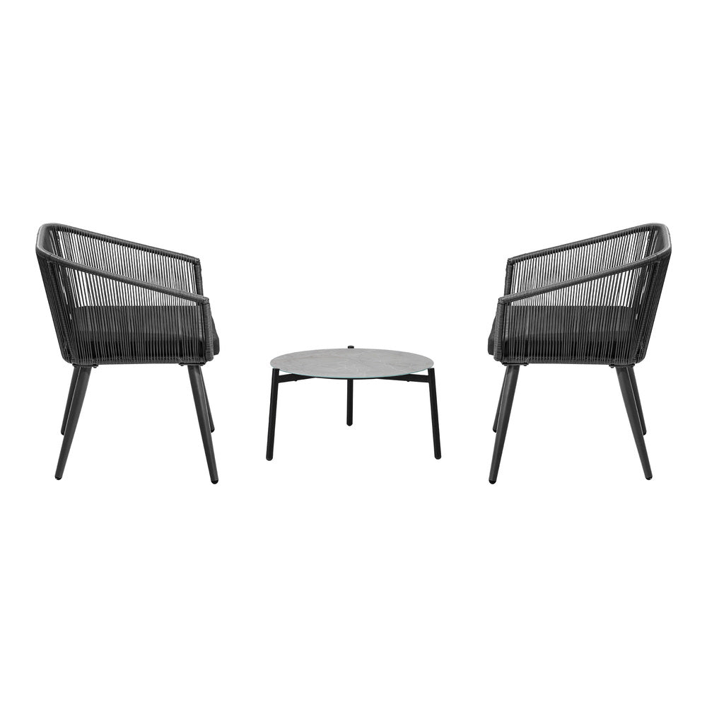 Livsip 3 Piece Outdoor Lounge Set Polyester rope detailing-Outdoor Patio Set-PEROZ Accessories