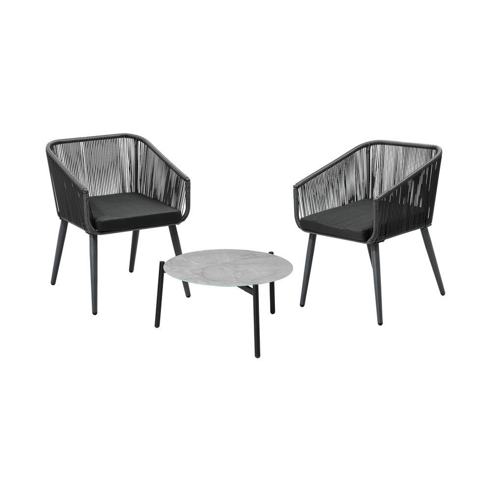 Livsip 3 Piece Outdoor Lounge Set Polyester rope detailing-Outdoor Patio Set-PEROZ Accessories