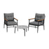 Livsip 3 Piece Outdoor Patio Set 50cm Table Grey and Black Armchair-Outdoor Patio Set-PEROZ Accessories