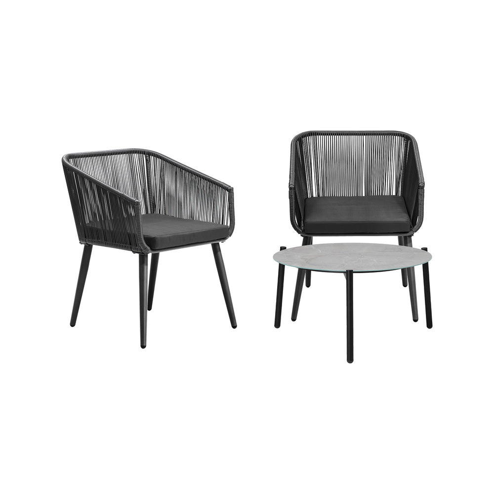 Livsip 3 Piece Outdoor Patio Set 70cm Table Polyester rope-Outdoor Patio Set-PEROZ Accessories