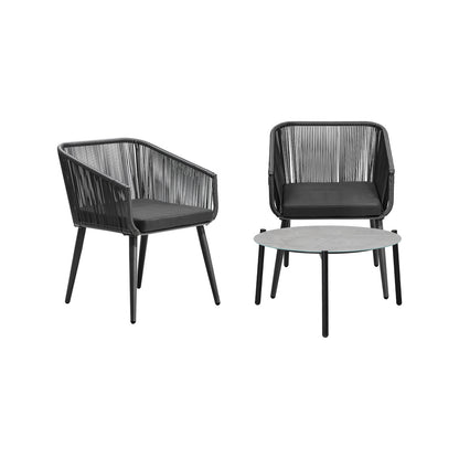 Livsip 3 Piece Outdoor Patio Set 70cm Table Polyester rope-Outdoor Patio Set-PEROZ Accessories