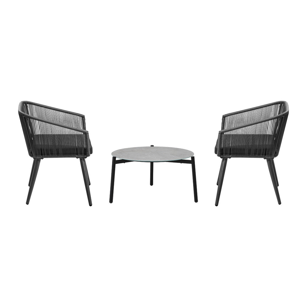 Livsip 3 Piece Outdoor Patio Set 70cm Table Polyester rope-Outdoor Patio Set-PEROZ Accessories