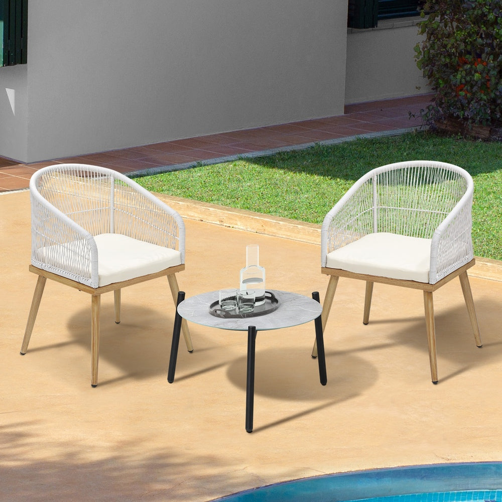 Livsip 3 Piece Outdoor Patio Set Lounge Furniture Sets 50cm Table-Outdoor Patio Set-PEROZ Accessories