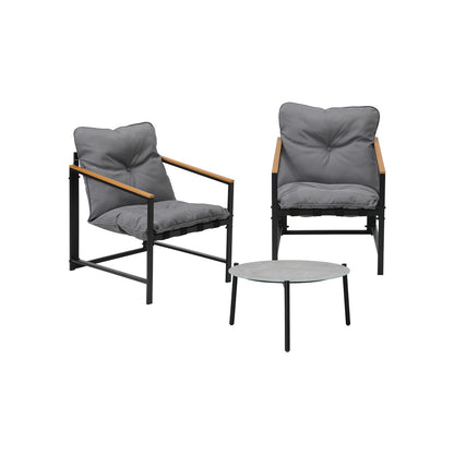 Livsip 3PC Outdoor Patio Furniture Set 50CM Round Grey Marble Table-Outdoor Patio Set-PEROZ Accessories