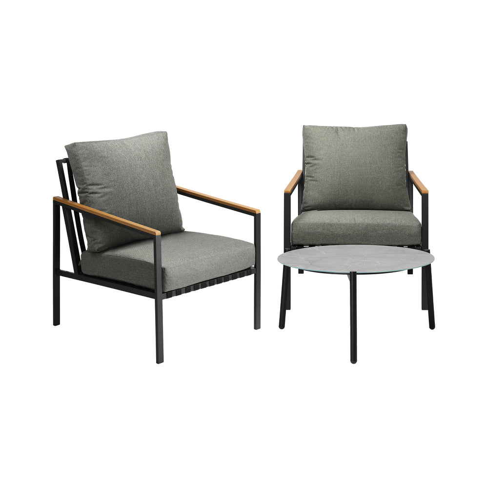 Livsip 3PC Outdoor Patio Lounge Set 70cm Coffee Table Sofa Chairs-Outdoor Patio Set-PEROZ Accessories