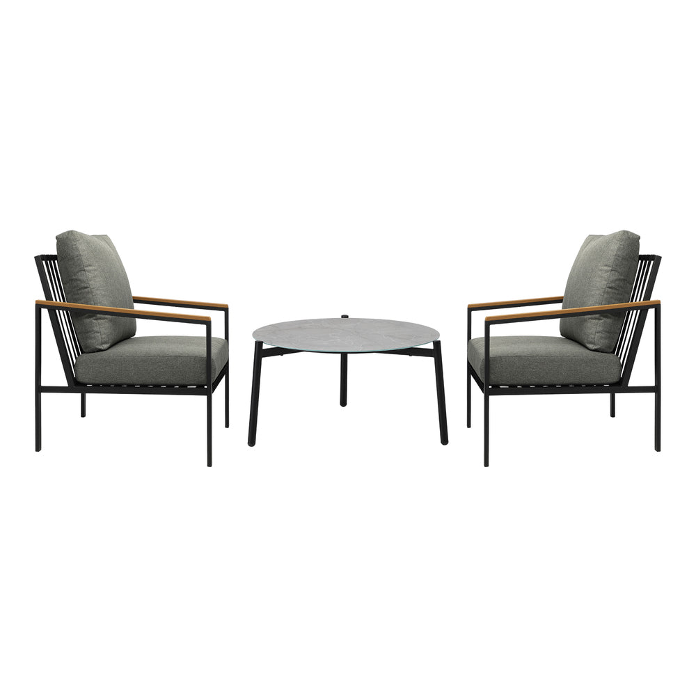 Livsip 3PC Outdoor Patio Lounge Set 70cm Coffee Table Sofa Chairs-Outdoor Patio Set-PEROZ Accessories