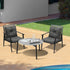 Livsip 3PC Outdoor Patio Set 70CM Grey Marble Table Rattan Chairs-Outdoor Patio Set-PEROZ Accessories
