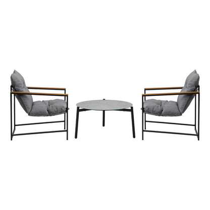 Livsip 3PC Outdoor Patio Set 70CM Round Table with 2 Armchairs-Outdoor Patio Set-PEROZ Accessories