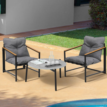 Livsip 3PC Outdoor Patio Set 70CM Round Table with 2 Armchairs-Outdoor Patio Set-PEROZ Accessories