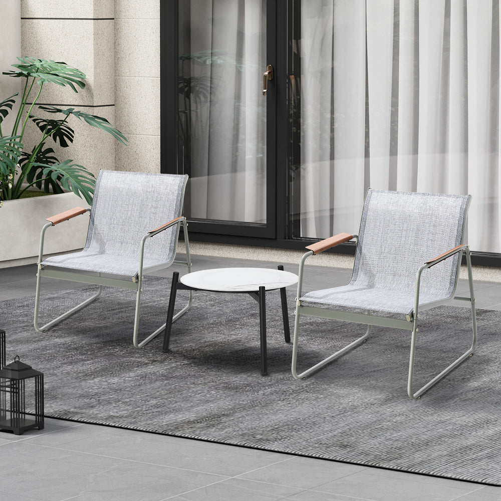 Livsip 3PCS Outdoor Bistro Set 50cm Coffee Table Textilene Patio Chair-Outdoor Patio Set-PEROZ Accessories