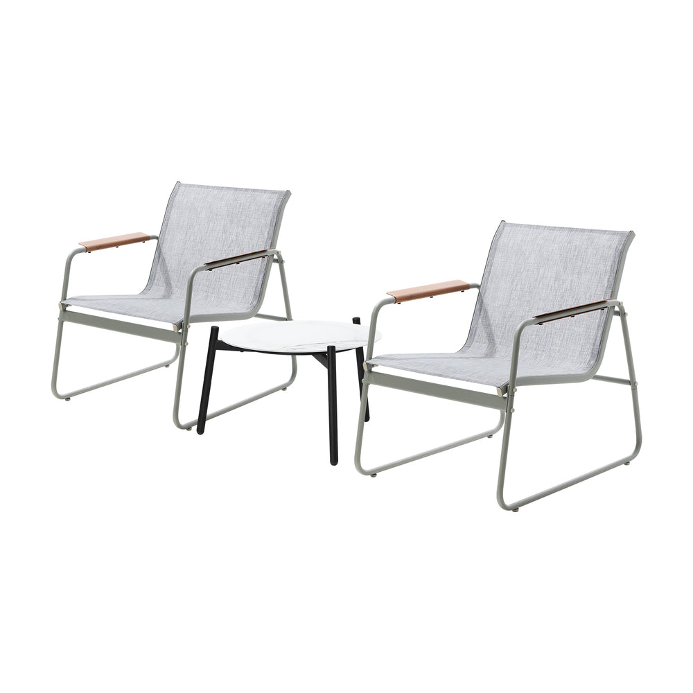 Livsip 3PCS Outdoor Bistro Set 50cm Coffee Table Textilene Patio Chair-Outdoor Patio Set-PEROZ Accessories