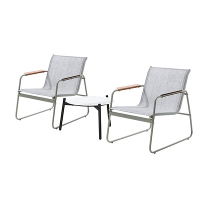 Livsip 3PCS Outdoor Bistro Set 50cm Coffee Table Textilene Patio Chair-Outdoor Patio Set-PEROZ Accessories