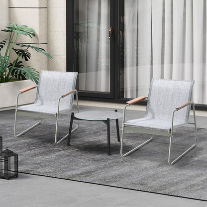 Livsip 3PCS Outdoor Bistro Set Patio Chair 50cm Coffee Table Textilene-Outdoor Patio Set-PEROZ Accessories